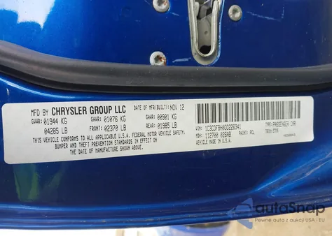 2013 Dodge Dart Sxt z USA, uszkodzony, nr VIN 1C3CDFBH0DD226341